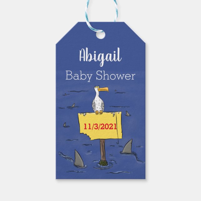 Étiquettes-cadeau Oiseau de mer amusant entouré de dessins animés de (Devant)