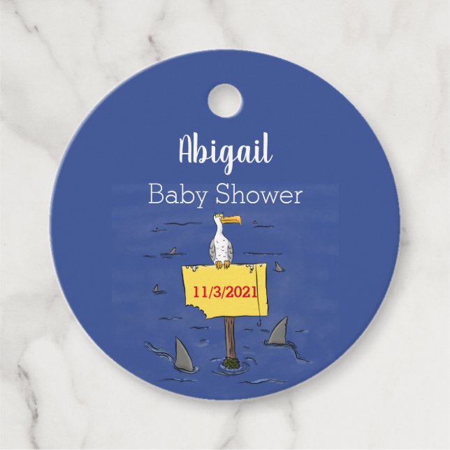 Étiquettes Cadeau Oiseau de mer amusant entouré de dessins animés de (Devant)