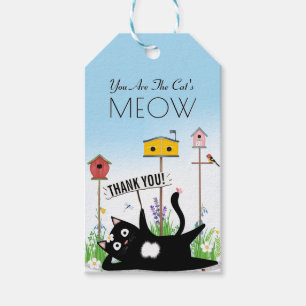 Étiquettes-cadeau Oiseaux chats jardin merci