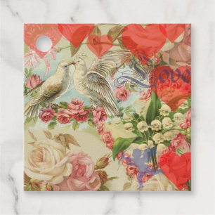 Étiquettes Cadeau Oiseaux de l'amour Vintage Antique Cœur