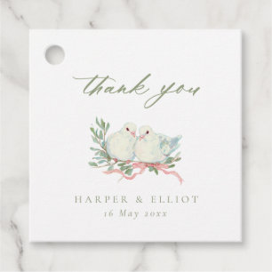 Étiquettes Cadeau Oiseaux de l'amour Vintage Sage & Rose Merci Maria