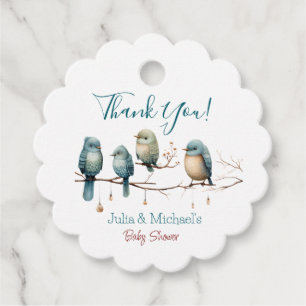 Étiquettes Cadeau Oiseaux de Whimsical sur Branches Baby shower Past