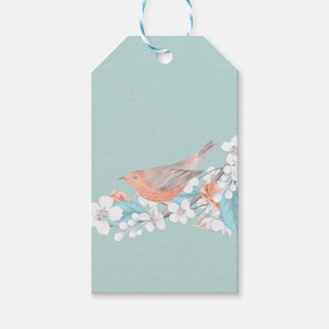 Étiquettes-cadeau Oiseaux et fleurs (Devant)