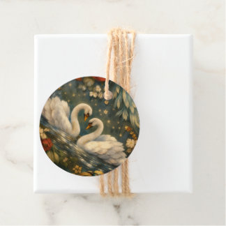 Étiquettes Cadeau Oiseaux exotiques Fantasy Antique Botanique Cygnes