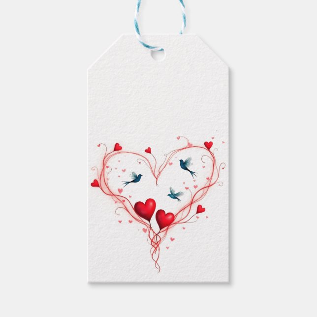Étiquettes-cadeau Oiseaux pour la Saint-Valentin (Devant)