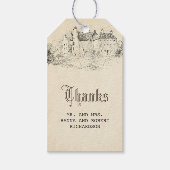 Étiquettes-cadeau Old Castle Fairytale Mariage Vintage (Devant)
