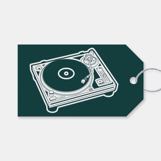 Étiquettes-cadeau Old School Wax (Vinyl) Turntable (Devant (Horizontal))