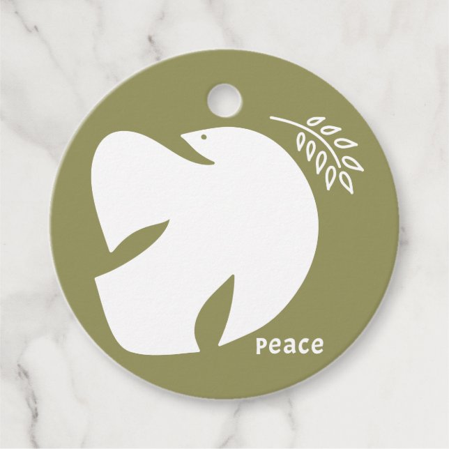 Étiquettes Cadeau Olive Dove de la Paix (Devant)