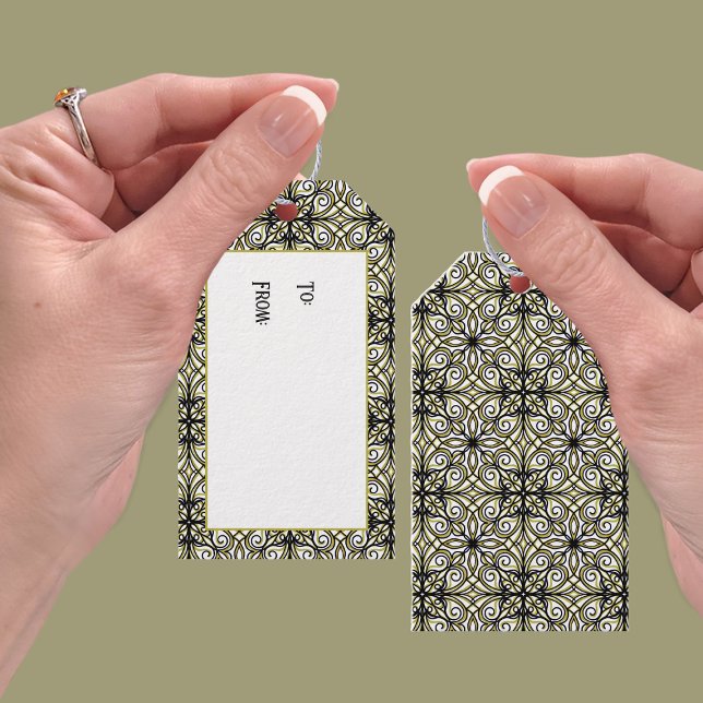 Étiquettes-cadeau Olive et Filigree noir (Créateur téléchargé)