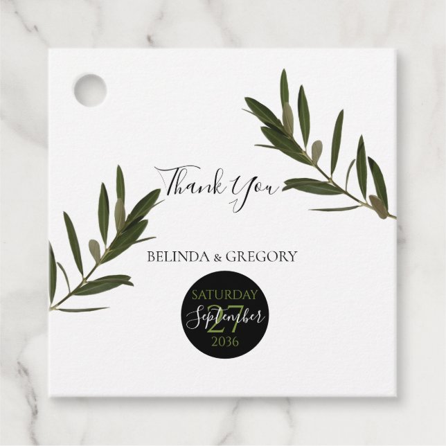 Étiquettes Cadeau Olive Feuille verdure Mariage Cadeau (Devant)
