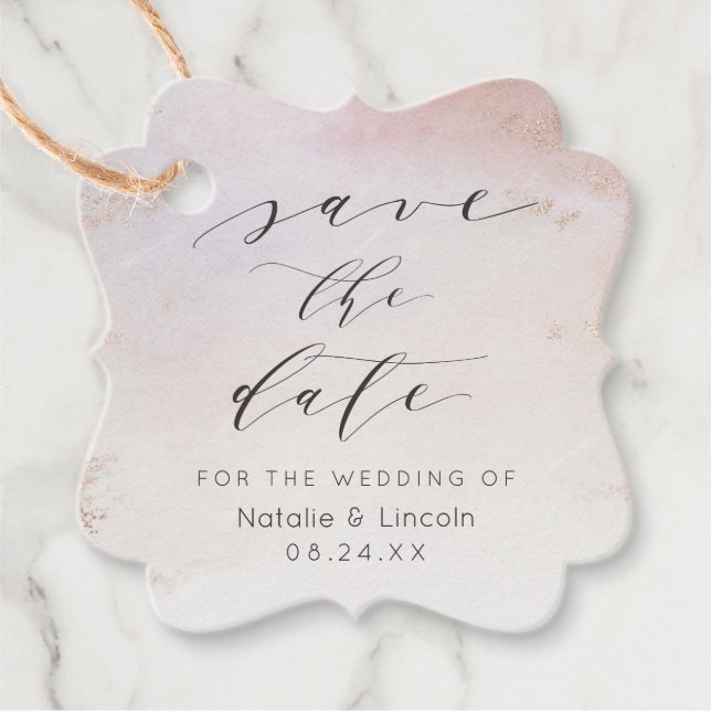 Étiquettes Cadeau Ombre Blush Rose Frosted Rose Gold Enregistrer la  (Devant)