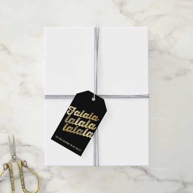 Étiquettes-cadeau Ombre Gold Falalalala Bold Script moderne (Avec de la ficelle)