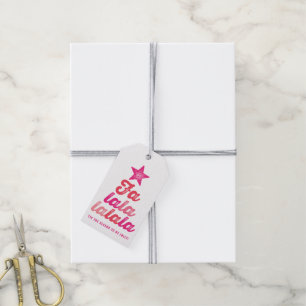 Étiquettes-cadeau Ombre Pink Falalalala Script Xmas Tree Fun