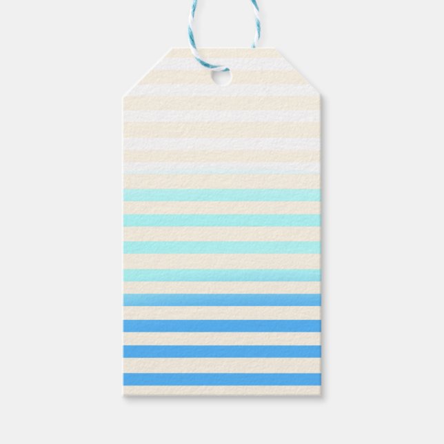 Étiquettes-cadeau Ombre rayé bleu (Devant)