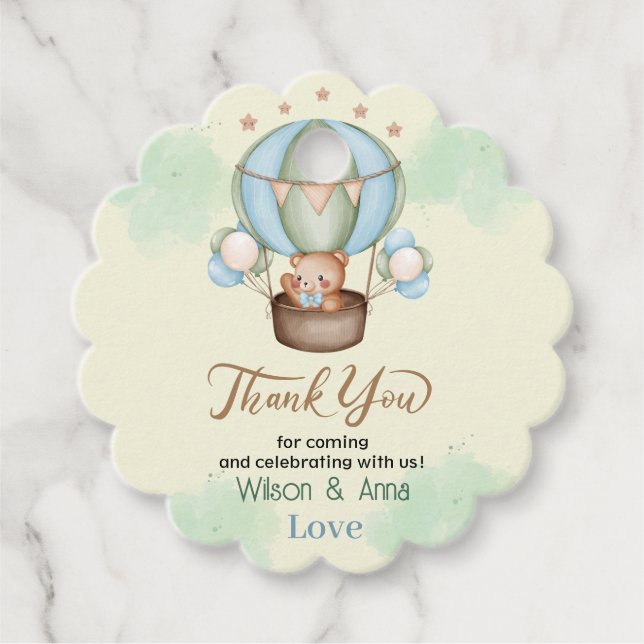 Étiquettes Cadeau on peut attendre baby shower bear (Devant)