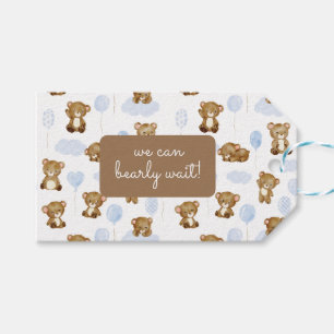 Étiquettes-cadeau On peut attendre ! Baby shower Garçon Teddy Bear