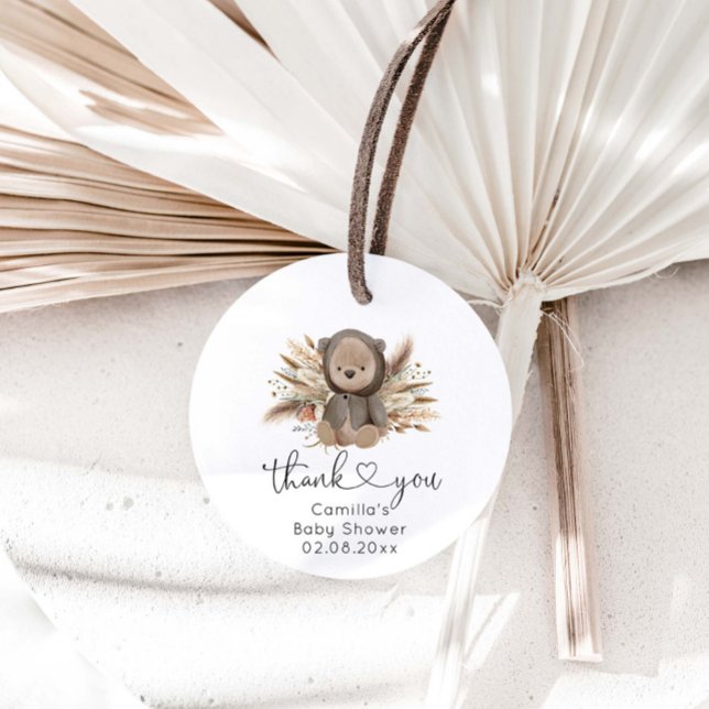 Étiquettes Cadeau On peut attendre le Baby shower de l'ours de Boho (Créateur téléchargé)