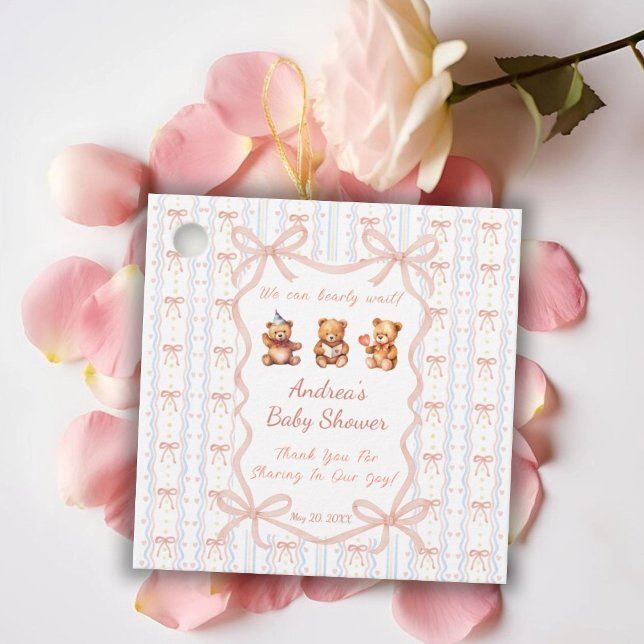 Étiquettes Cadeau On Peut Attendre Le Baby shower De Ruban En Dentel (Créateur téléchargé)