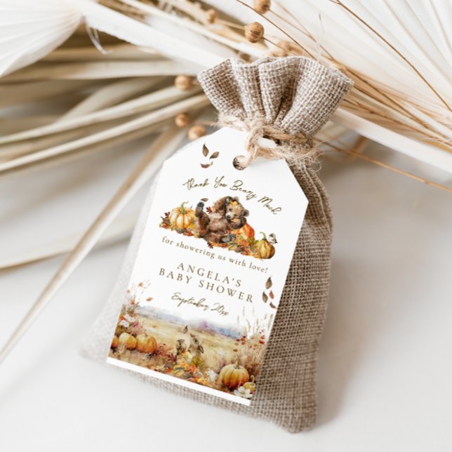 Étiquettes-cadeau On peut attendre le Baby shower forestier d'automn (Créateur téléchargé)