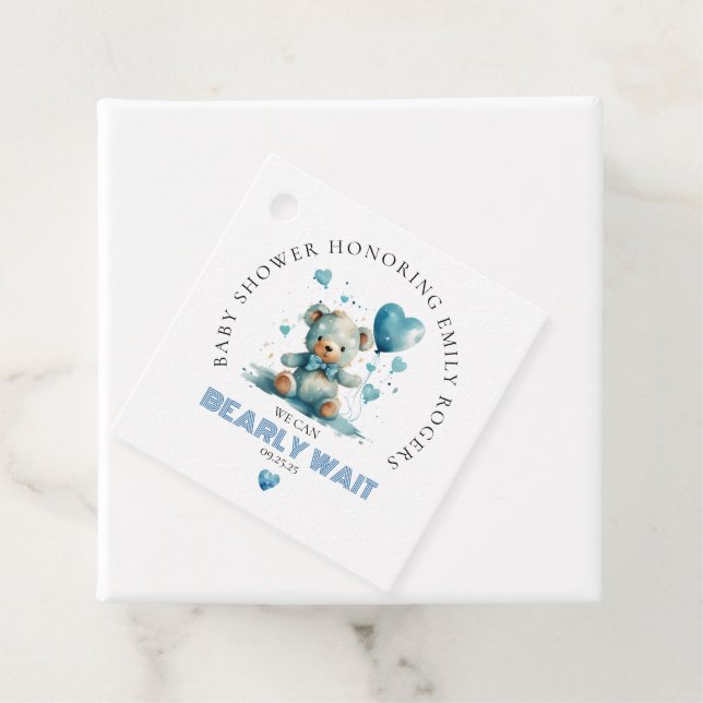 Étiquettes Cadeau On Peut Attendre L'Ours Bleu Teddy (En situation)