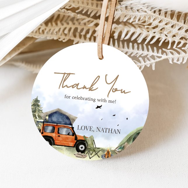 Étiquettes Cadeau One Happy Camper Camping Boy Birthday (One Happy Camper 1st Birthday Party Favor Tags)