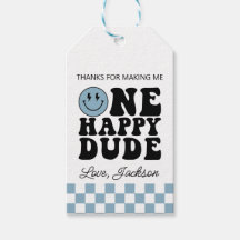 One Happy Dude Anniversaire Favoriser Tags en bleu