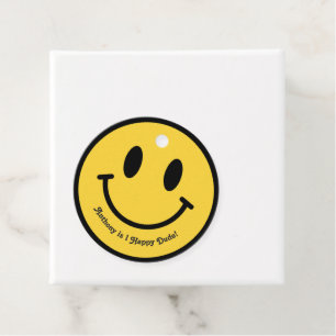 Étiquettes Cadeau "One Happy Dude" Retro sourit fête d'anniversaire
