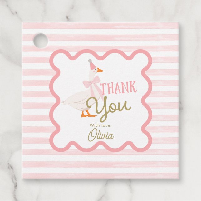 Étiquettes Cadeau One Silly Goose 1st Birthday Thank You (Devant)