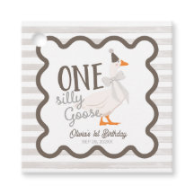 One Silly Goose Beige Bow 1st Birthday