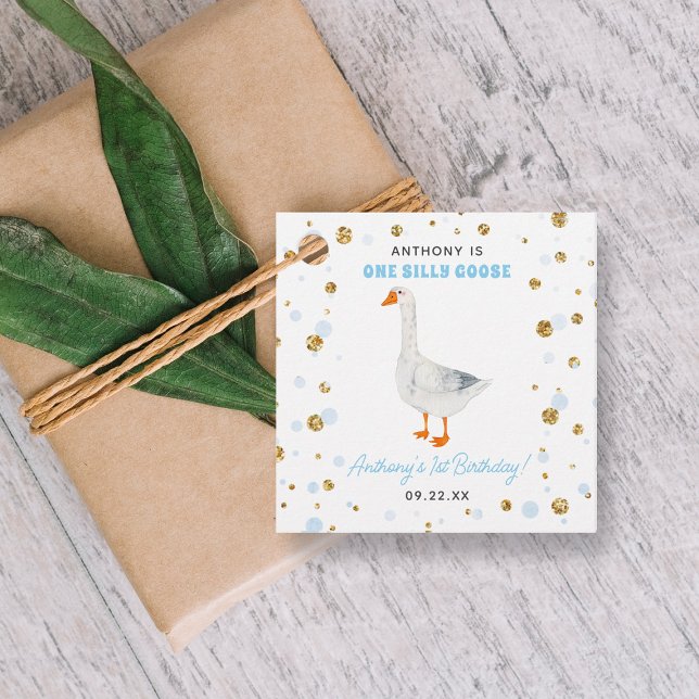 Étiquettes Cadeau One Silly Goose Boys 1ère fête d'anniversaire (Créateur téléchargé)