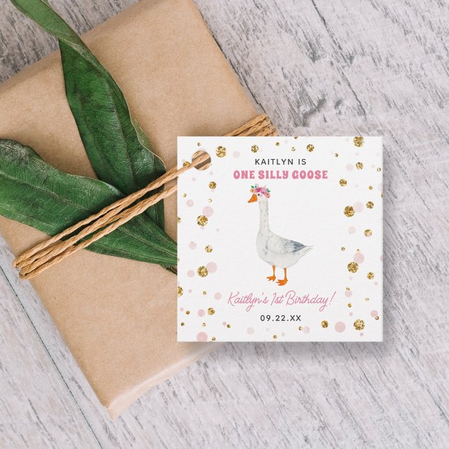 Étiquettes Cadeau One Silly Goose Girls 1st Birthday Party (Créateur téléchargé)