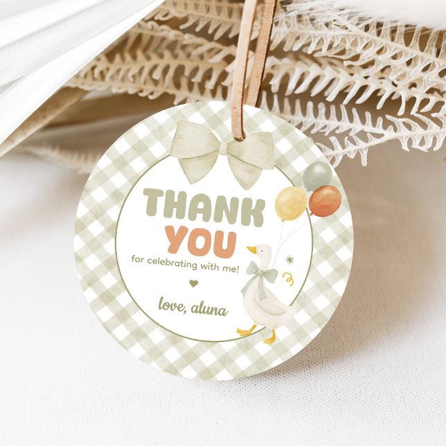 Étiquettes Cadeau One Silly Goose Spring Birthday (One Silly Goose Birthday Party Favor Tags)