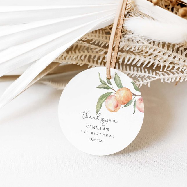 Étiquettes Cadeau One Sweet Peach 1er anniversaire (Créateur téléchargé)