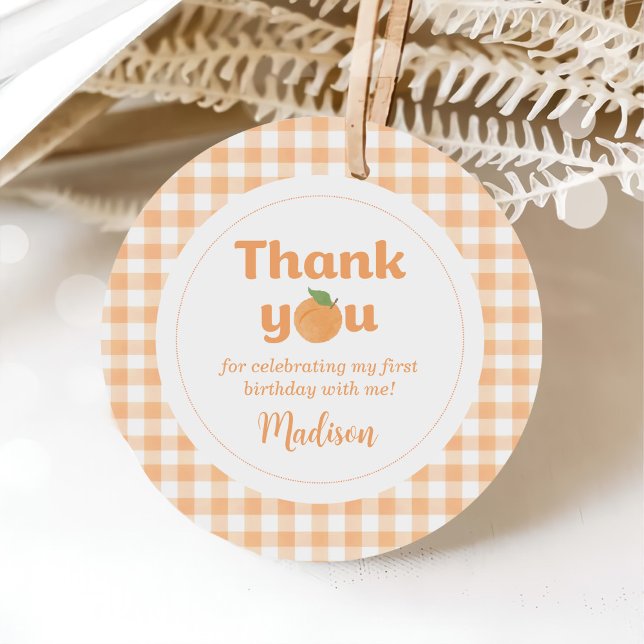 Étiquettes Cadeau One Sweet Peach Girl 1er anniversaire (Créateur téléchargé)