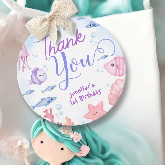 Étiquettes Cadeau ONEder The Sea Girls 1er anniversaire mignon océan (Créateur téléchargé)