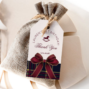 Étiquettes-cadeau OneDerful 1er anniversaire Bow Plaid Merci Vintage