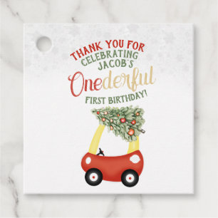 Étiquettes Cadeau ONEderful Time of the Year Fête de voiture rouge A