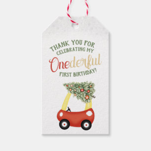 Étiquettes-cadeau ONEderful Time Of The Year Voiture rouge 1er anniv