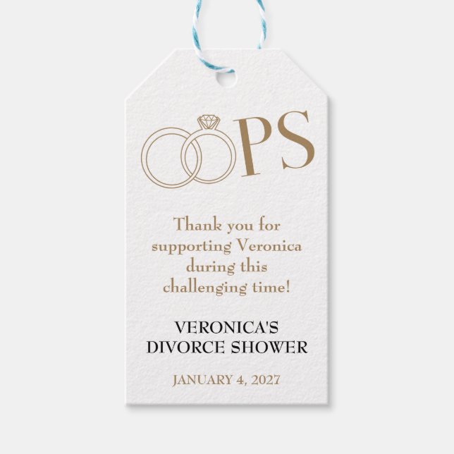 Étiquettes-cadeau OOPS ! Fête d'anniversaire de divorce (Devant)