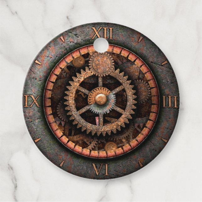 Étiquettes Cadeau Opus Posh Steampunk Gears (Devant)