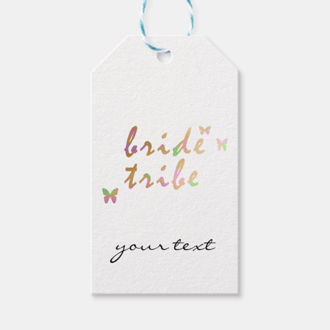 Étiquettes-cadeau or élégant et or rose Mariée Tribe (Devant)