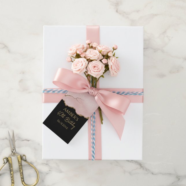 Étiquettes-cadeau Or Pailleté Champagne Rosé Aquarelle Abstraite (Créateur téléchargé)