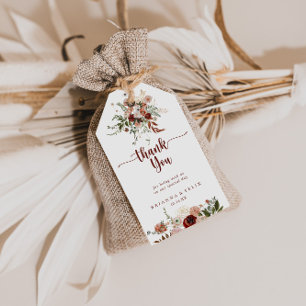 Étiquettes-cadeau Or Rustique coloré Mariage Floral Merci
