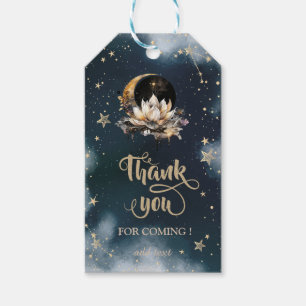 Étiquettes-cadeau Or Soleil Céleste, Lune, Étoiles Lotus Ciel Noctur
