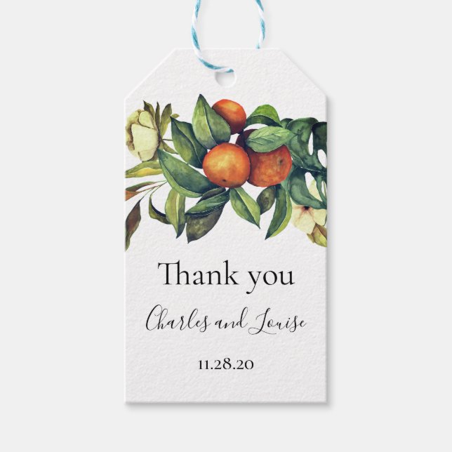 Étiquettes-cadeau Orange Blossom Mariage Merci Favoriser (Devant)