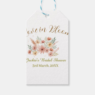 Étiquettes-cadeau Orange boho amour en fleurs nom de la baby shower 