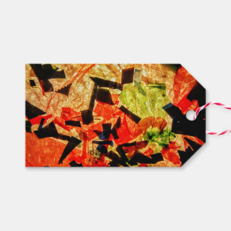 Étiquettes-cadeau Orange cadeau abstrait Balise, Orange cadeau heure