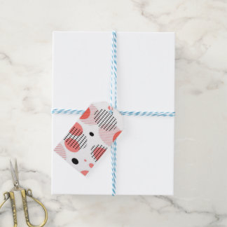 Étiquettes-cadeau Orange Circles with Black Polka Dots pattern