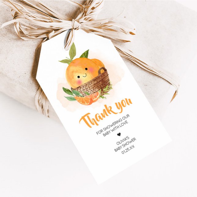 Étiquettes-cadeau Orange Citrus Little Cutie Baby shower Favoriser l (Little Cutie Orange Citrus Baby Shower Favor Tags)