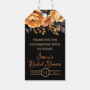 Étiquettes-cadeau Orange et Noir, Halloween, Floral Mariage 